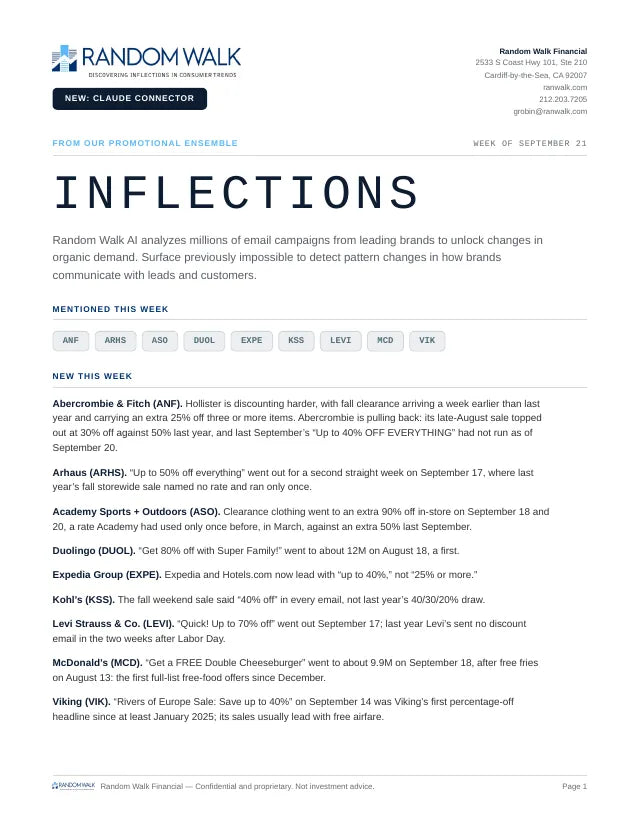 First page of the Inflections report, week of September 21, 2026